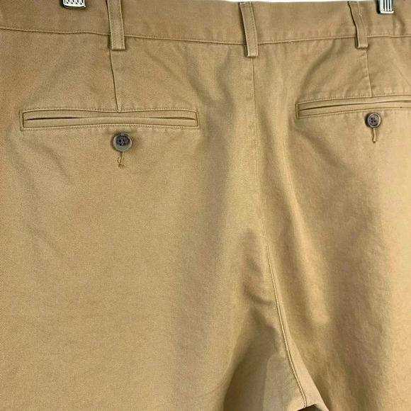 Lands' End Traditional Fit Pleated Chino Pants Men Size 38 Khaki Straight Leg - Picture 9 of 16